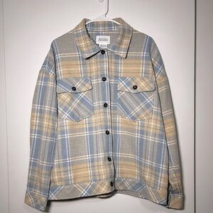 Boston Traders Plaid Button Down Shirt - Blue and Tan